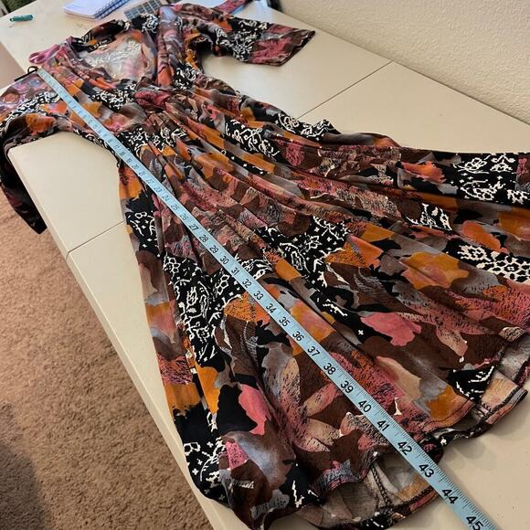 D' Lim Vintage Abstract Pink Floral Long Sleeve Dress with Belt Pockets Size XS - Picture 14 of 16